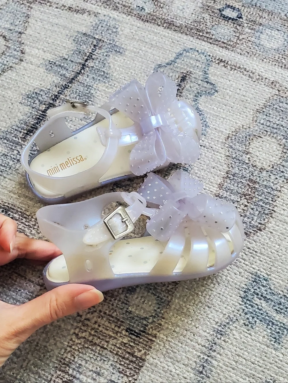 Mini Melissa Toddler Girls Irridescent Bow Sandals Shoes Sz7